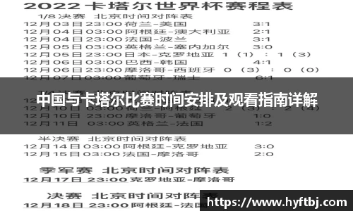 中国与卡塔尔比赛时间安排及观看指南详解